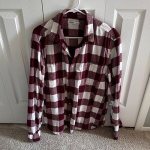 Sonoma Burgundy and White Plaid Flannel Shirt